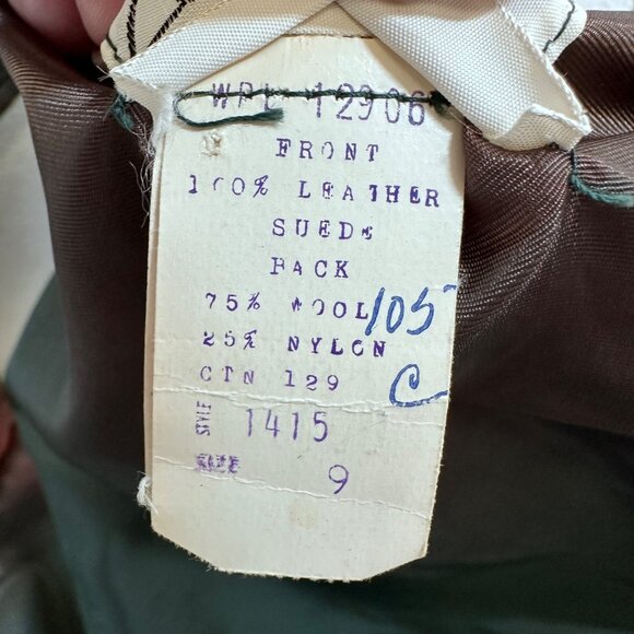 Country Set Vtg Suede Tweed Leather Vest Size 9 Green 60s 70s Festival Western - Picture 10 of 16